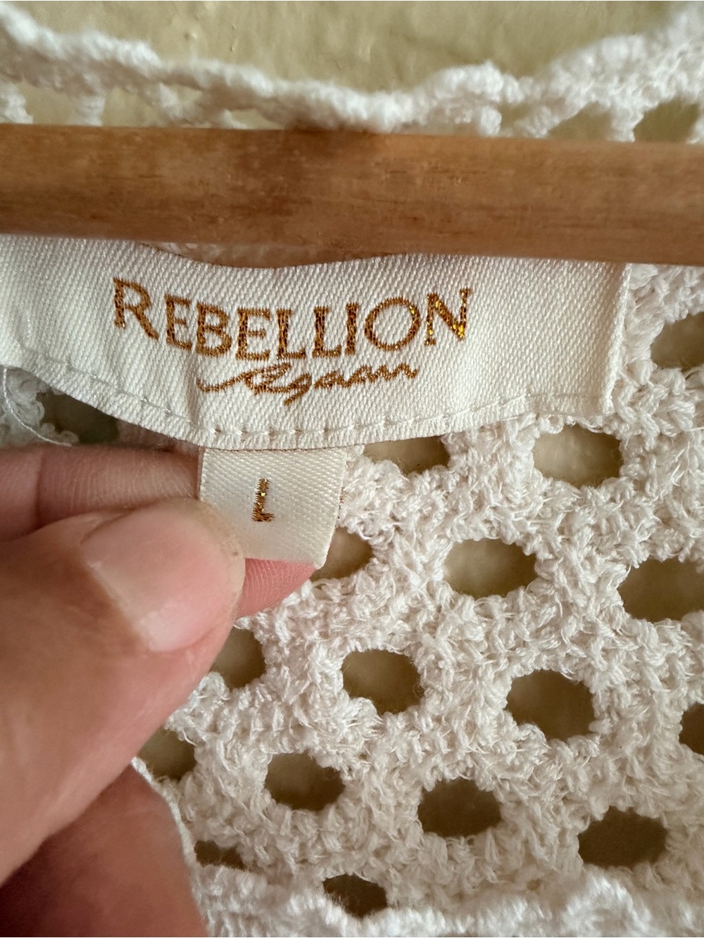 Boho Crochet Lace Short-Sleeve Top - Cream - Picture 3 of 3